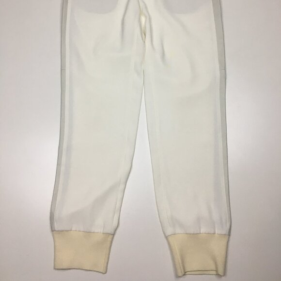 VINCE White Leather Insert Sides Pull On Drawstring Waist Jogger Pant - Picture 7 of 14